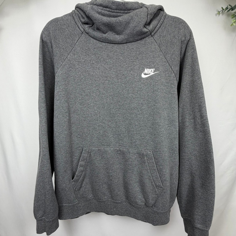 Nike Sportswear Essential Funnel Neck Hoodie Charcoal Grey Large BV4116-071